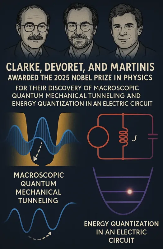 Book illustration of Clarke, Devoret and Martinis, quantum tunnelling and energy levels in an electrical circuit